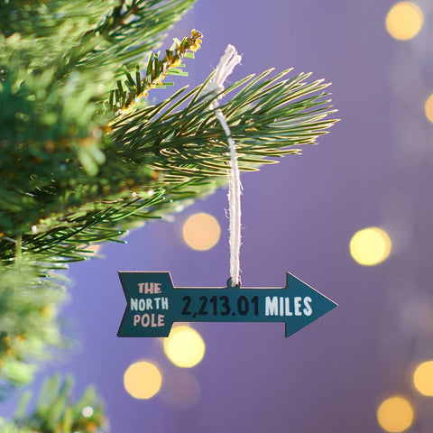 Oakdene Designs Christmas Decorations Personalised Miles To North Pole Christmas Decoration