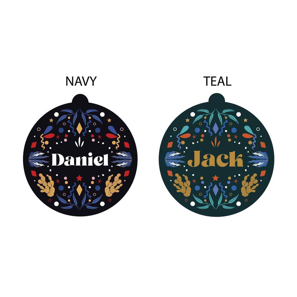 Oakdene Designs Christmas Decorations Personalised Patterned Name Bauble
