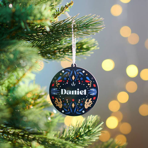 Oakdene Designs Christmas Decorations Personalised Patterned Name Bauble