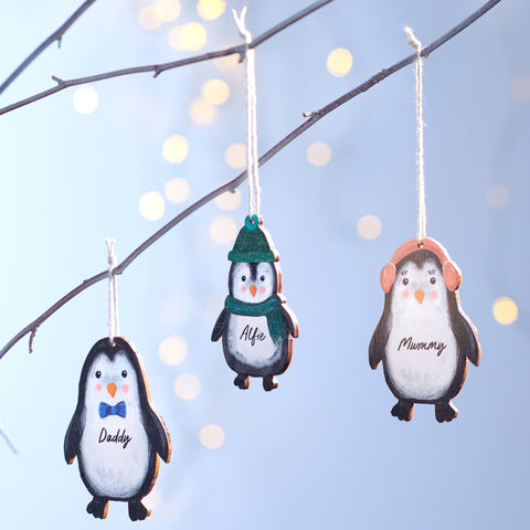 Oakdene Designs Christmas Decorations Personalised Penguin Family Decoration