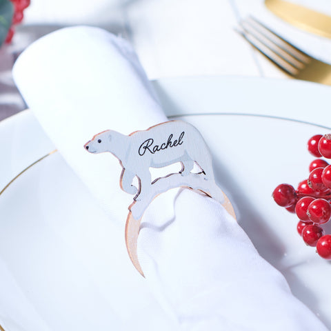 Oakdene Designs Christmas Decorations Personalised Polar Bear Napkin Holder