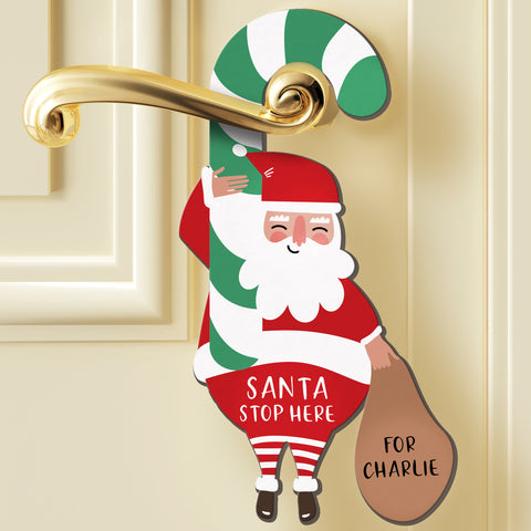 Oakdene Designs Christmas Decorations Personalised Santa Stops Here Christmas Door Sign