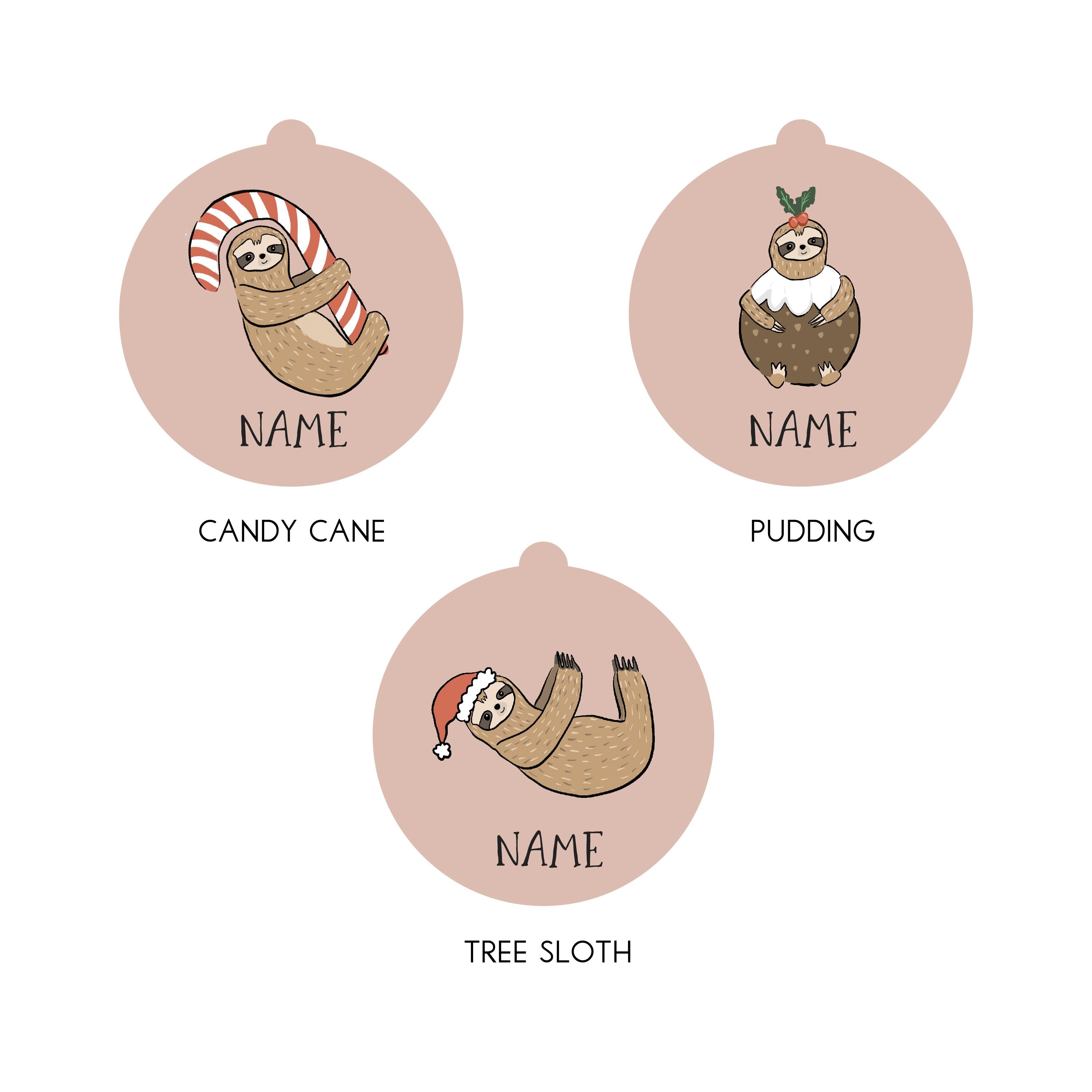 Oakdene Designs Christmas Decorations Personalised Sloth Christmas Bauble