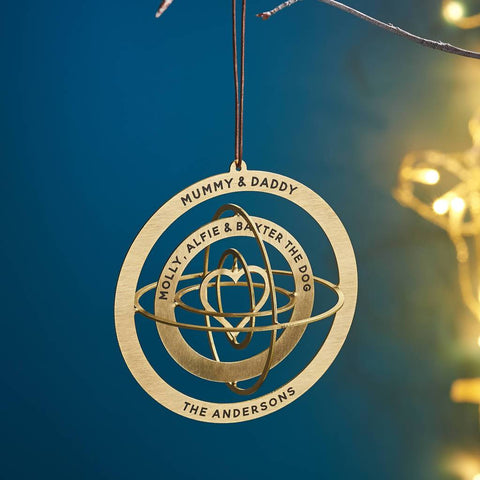 Oakdene Designs Christmas Decorations Personalised Solid Brass Globe Christmas Decoration