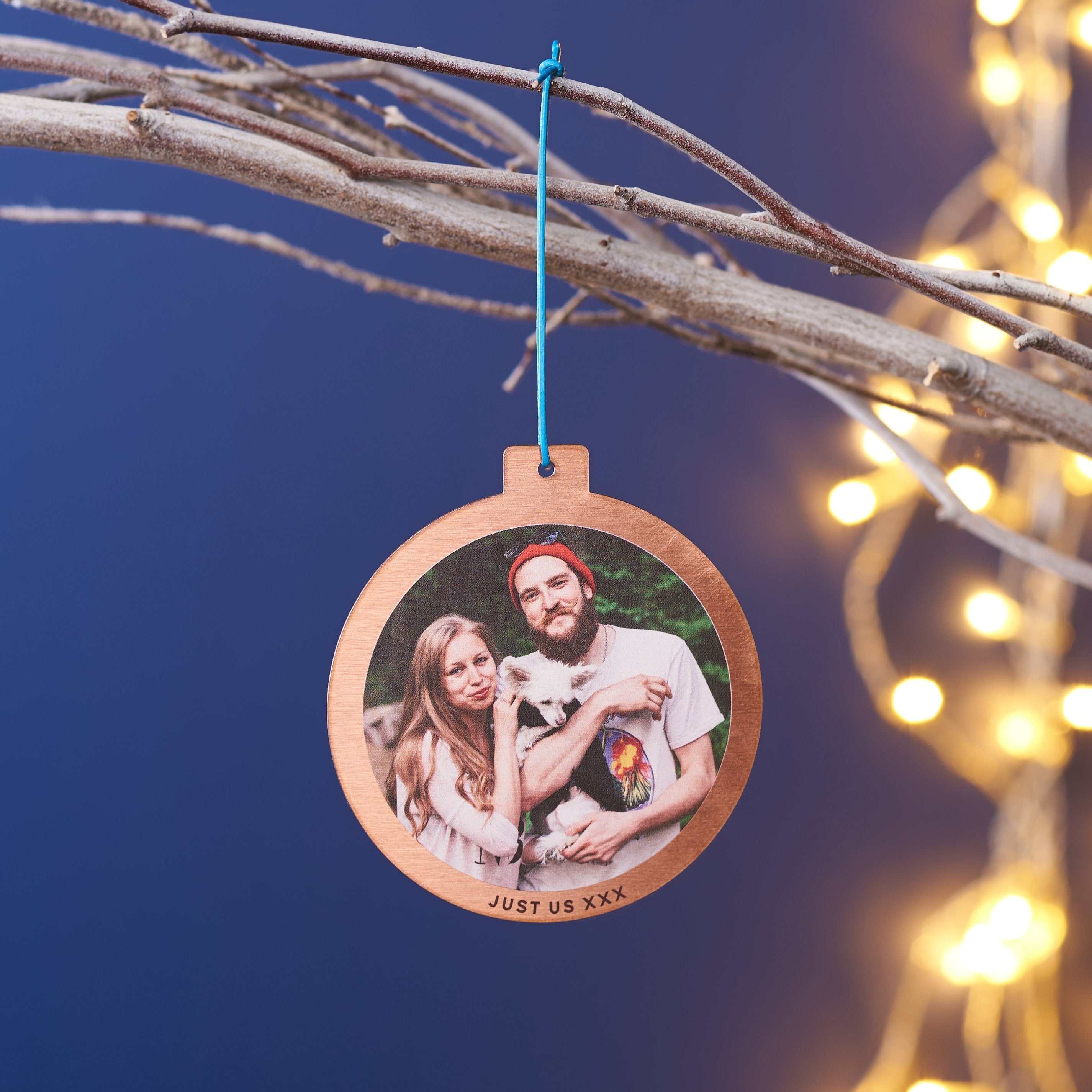 Oakdene Designs Christmas Decorations Personalised Solid Copper Photo Christmas Bauble