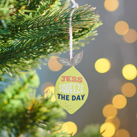 Oakdene Designs Christmas Decorations Personalised Squeeze The Day Lemon Decoration