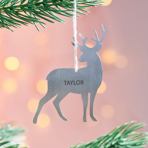 Oakdene Designs Christmas Decorations Personalised Stainless Steel Stag Decoration
