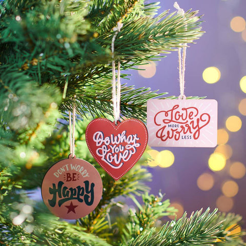 Oakdene Designs Christmas Decorations Set Of Three Positive Hanging Christmas Decorations