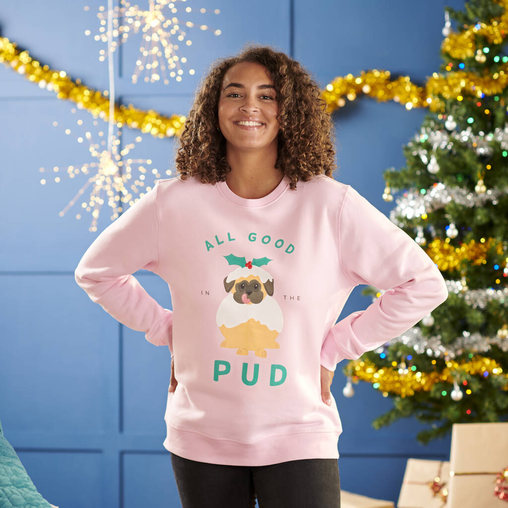 Oakdene Designs Christmas Jumper Organic Cotton All Good In The Pud Christmas Jumper