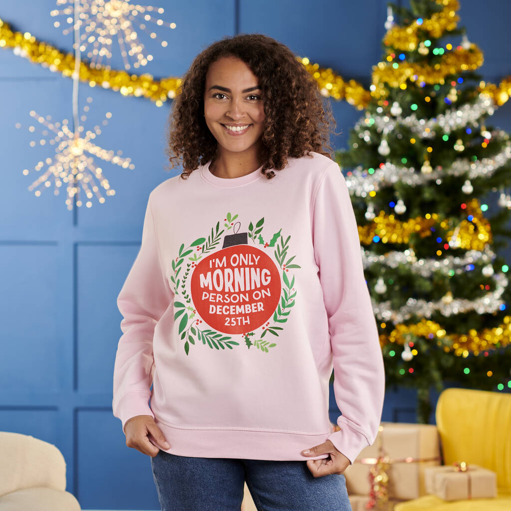 Oakdene Designs Christmas Jumper Organic Cotton 'Morning Person' Christmas Jumper