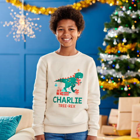 Oakdene Designs Christmas Jumper Personalised Children's 'Tree-Rex' Christmas Jumper