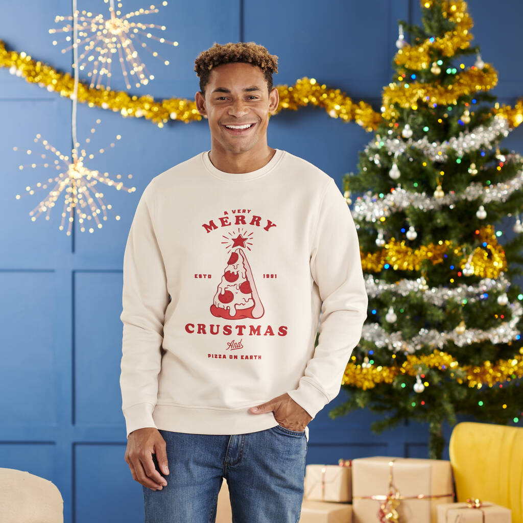 Oakdene Designs Christmas Jumper Personalised Organic Cotton Christmas Pizza Jumper