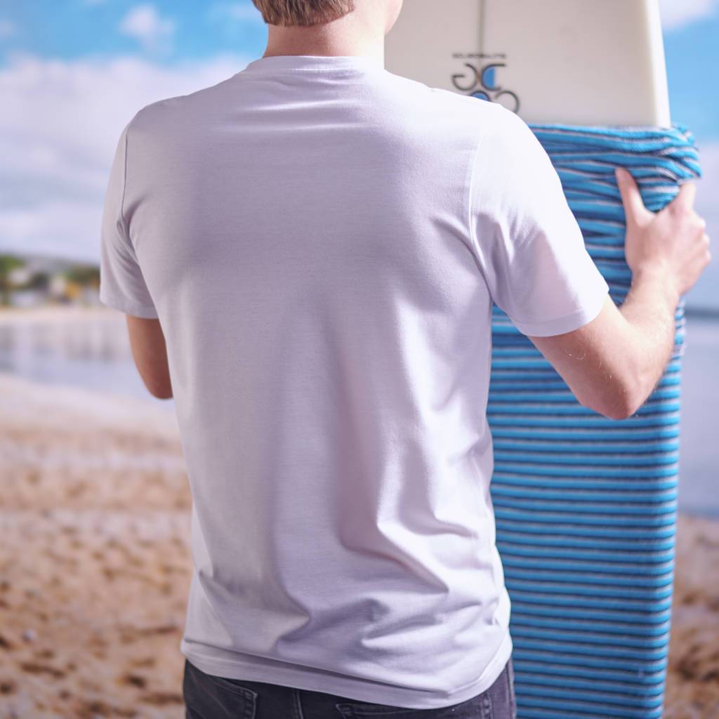 Oakdene Designs Clothing Men's Personalised Your Surfing Holiday White T Shirt