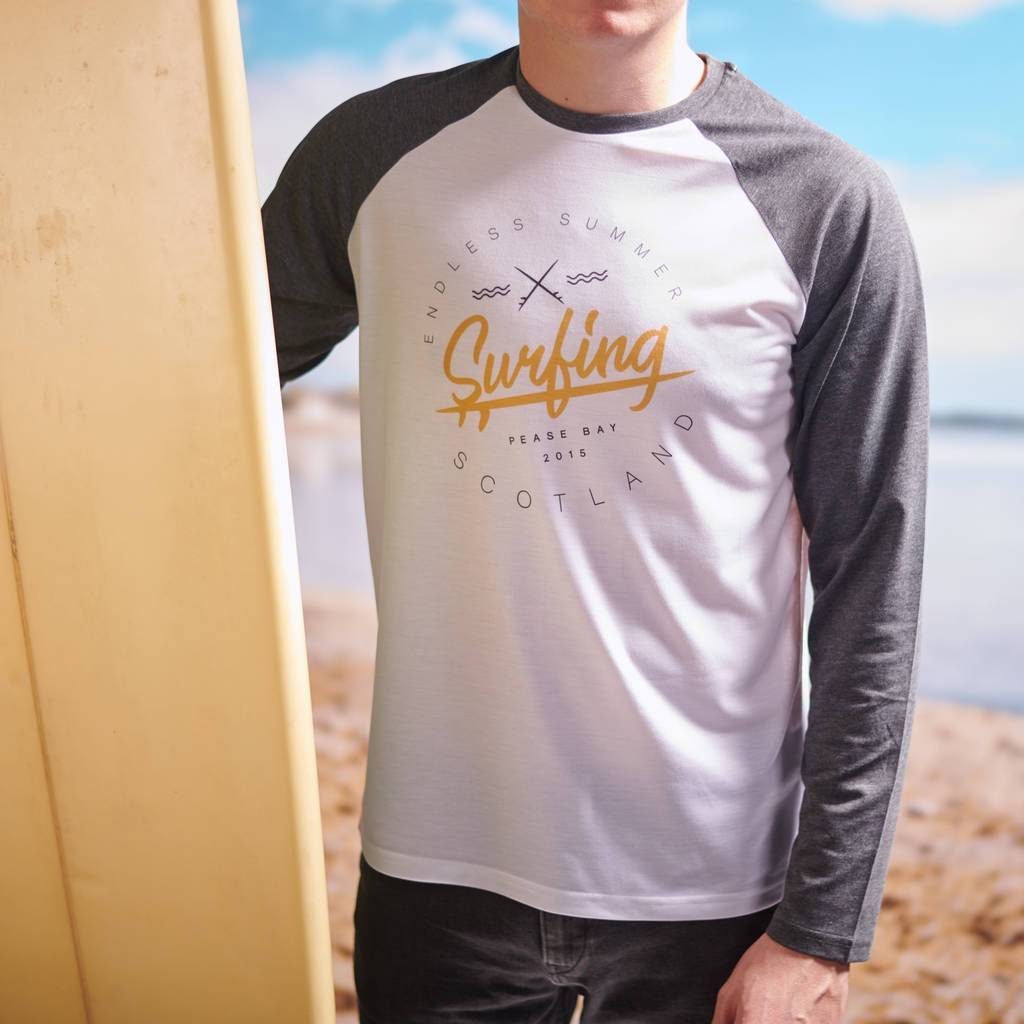Oakdene Designs Clothing Personalised Long Sleeved Your Surfing Holiday Tee