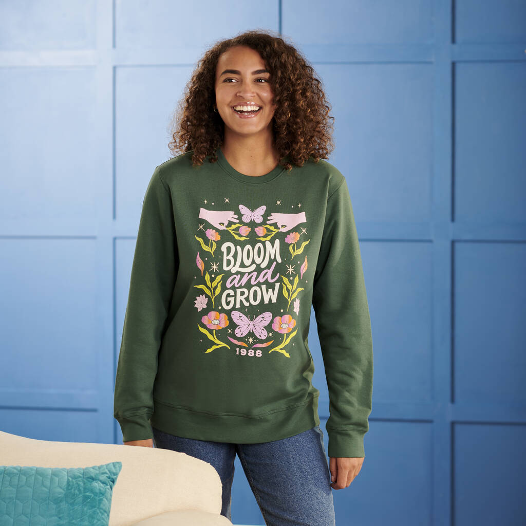 Oakdene Designs Clothing Personalised Organic Cotton Bloom And Grow Year Jumper