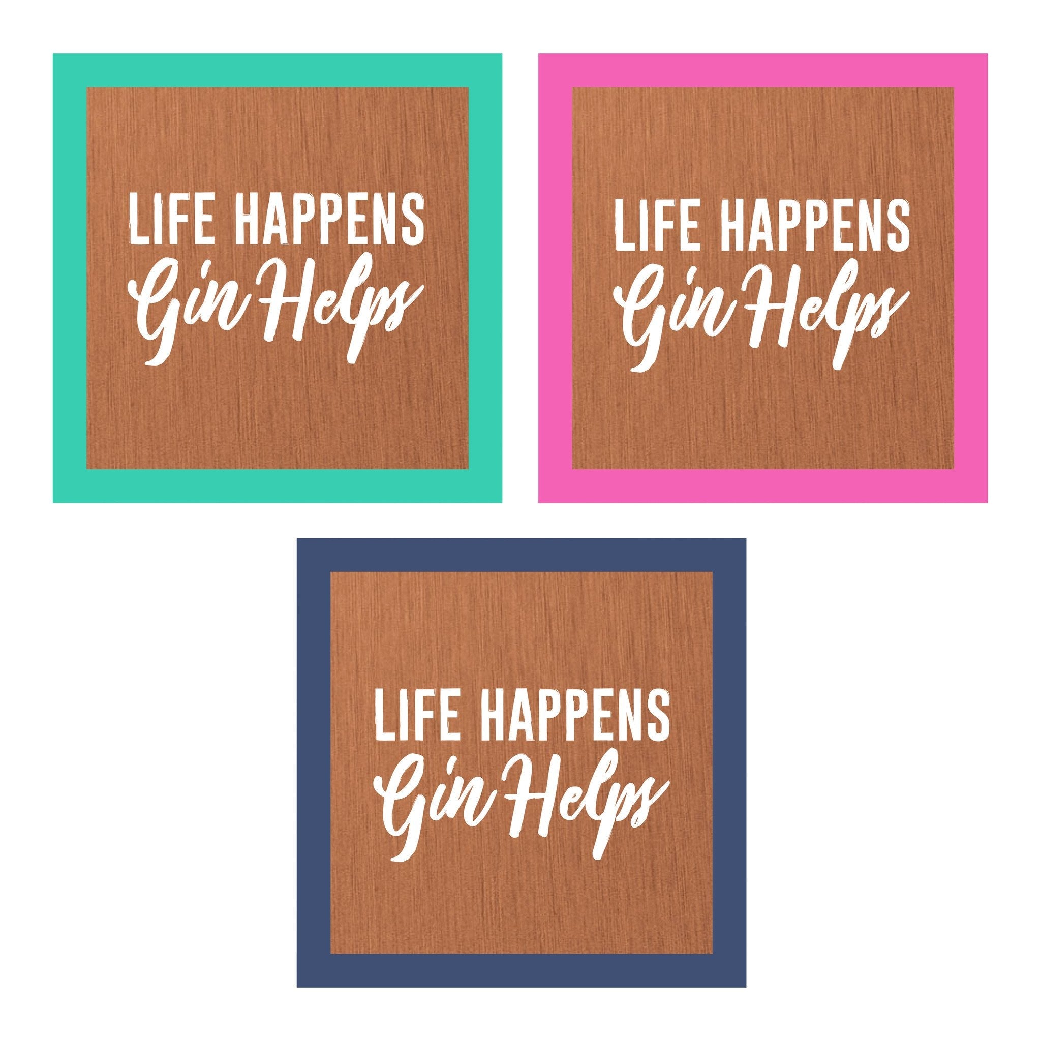 'Life Happens, Gin Helps' Solid Copper Coaster - Oakdene Designs - 3