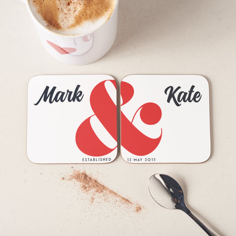 Oakdene Designs Coasters Personalised Ampersand Couples Coasters
