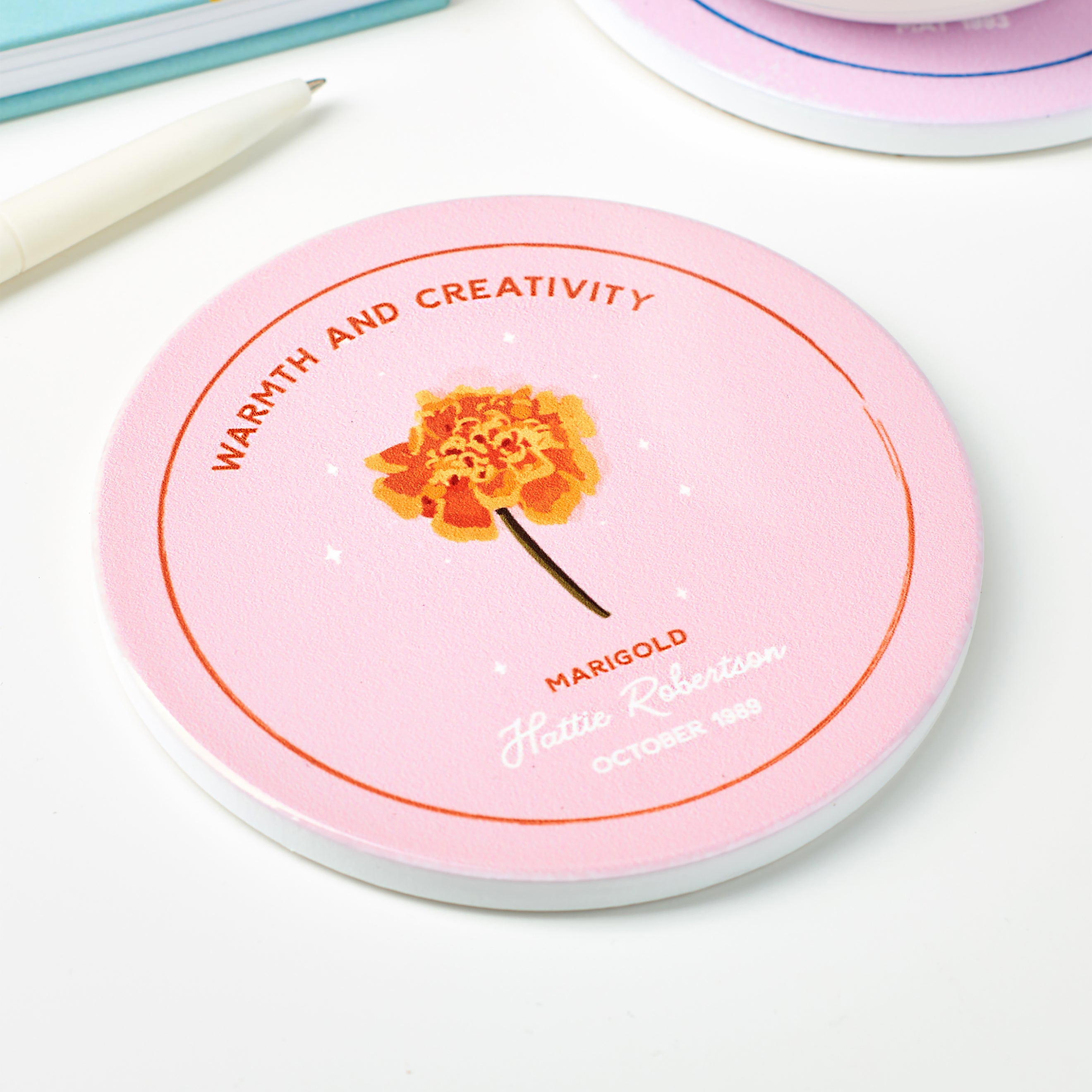 Oakdene Designs Coasters Personalised Birth Flower Ceramic Coaster