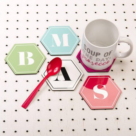 Oakdene Designs Coasters Personalised Hexagonal Monogram Coasters