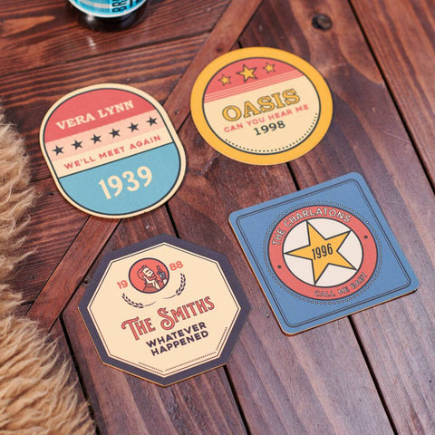 Oakdene Designs Coasters Personalised Set Of Four Favourite Song Beer Mats