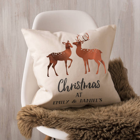 Oakdene Designs Cushions Personalised Copper Christmas Deer Cushion