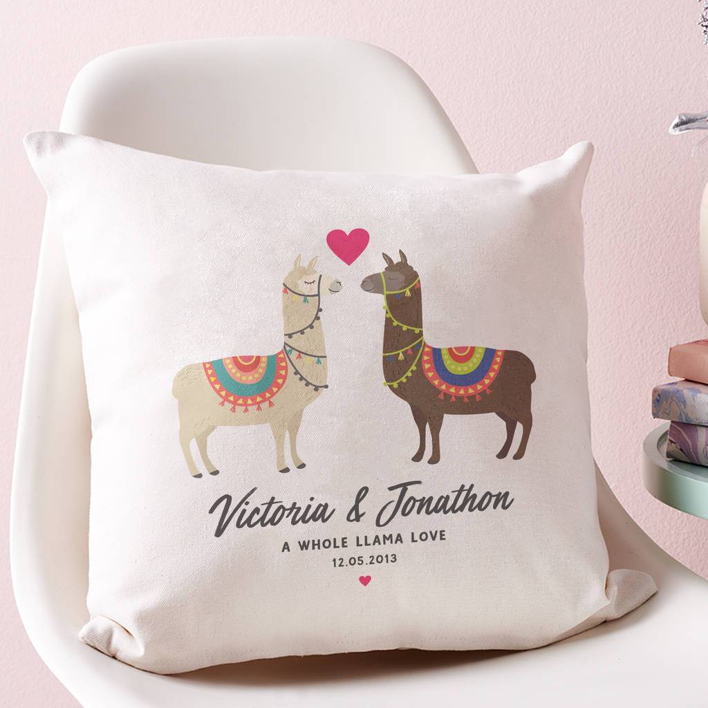 Oakdene Designs Cushions Personalised Couples Llama Cushion