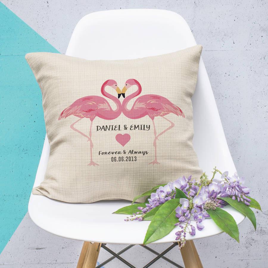 Personalised Flamingo Couples Cushion - Oakdene Designs - 3