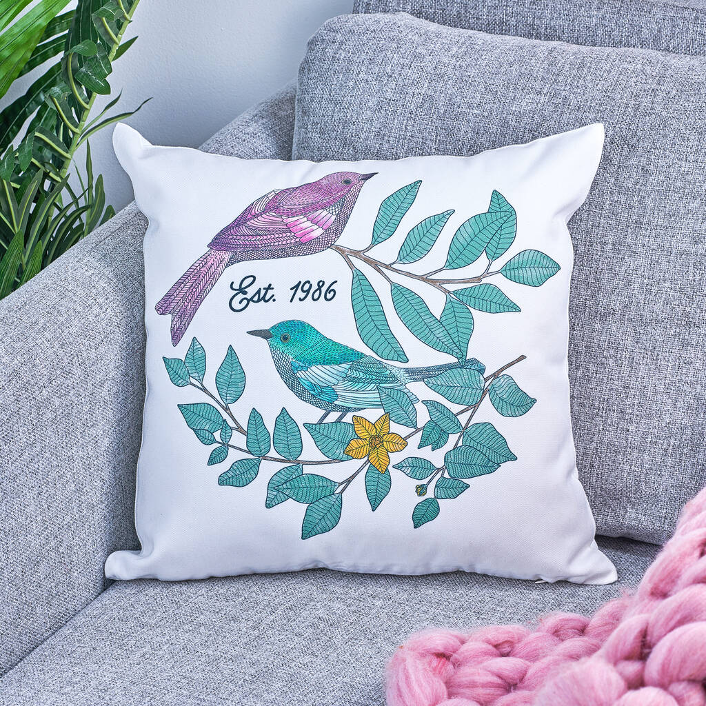 Oakdene Designs Cushions Personalised Love Birds Cushion