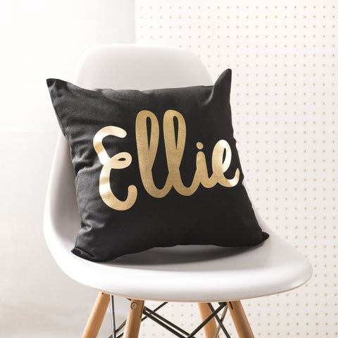 Personalised Black & Gold Name Cushion - Oakdene Designs