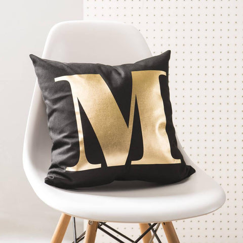 Oakdene Designs Cushions Personalised Monogram Black And Gold Cushion