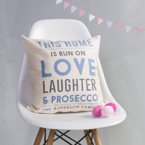 Personalised This Home Is Run On Cushion - Oakdene Designs - 1