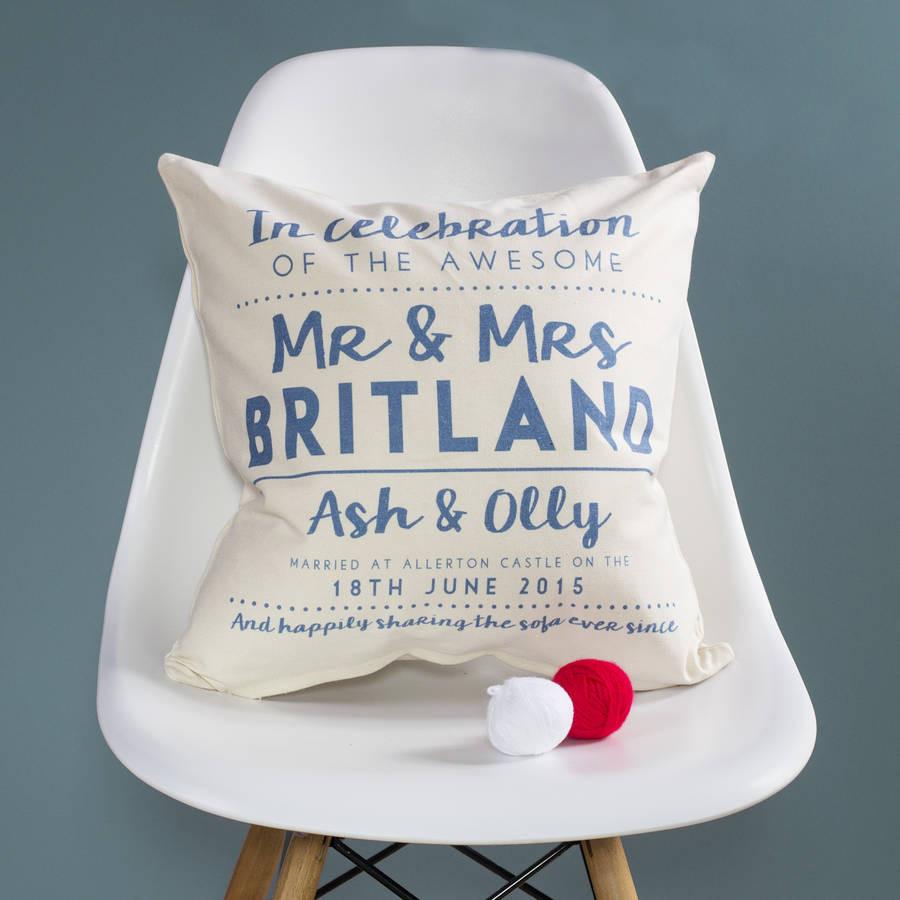Personalised Wedding Couple Cushion - Oakdene Designs - 2
