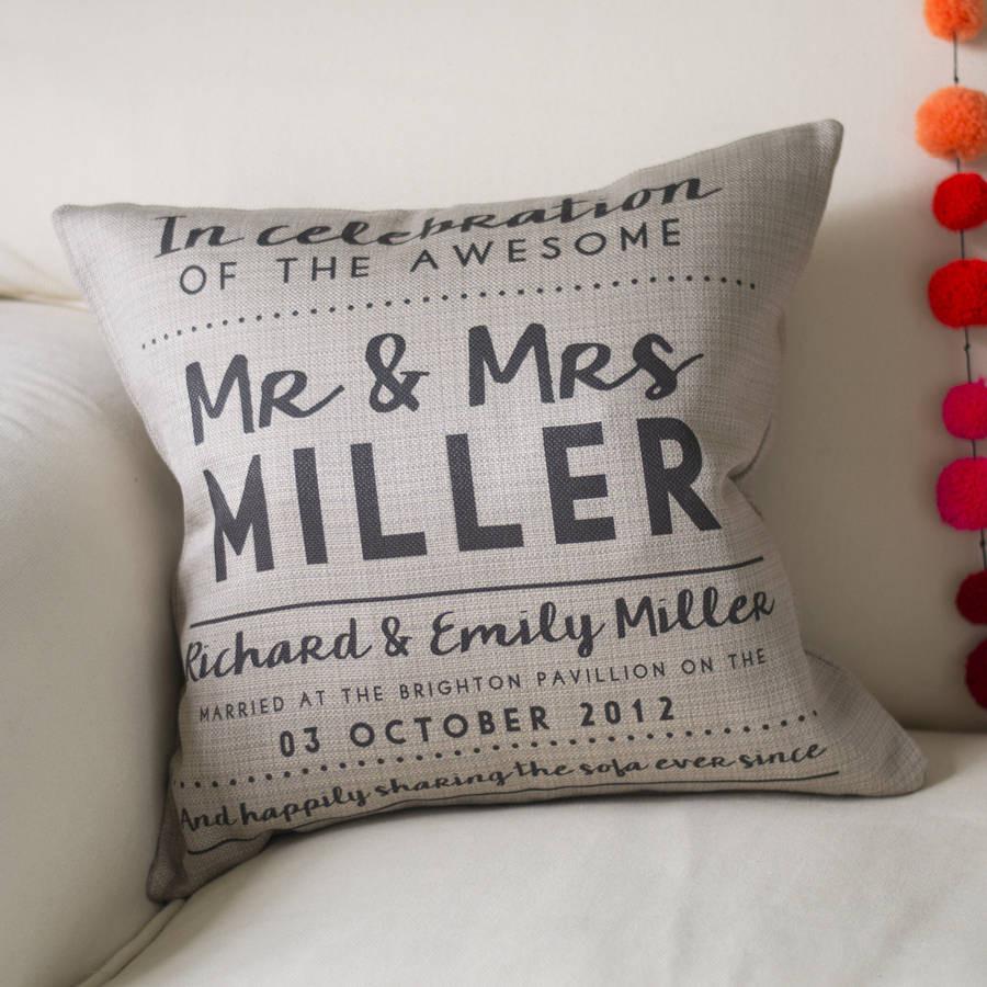 Personalised Wedding Couple Cushion - Oakdene Designs - 3