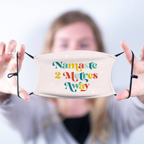 Oakdene Designs Face Mask 'Namaste Two Metres Away' Adult Face Mask With Filter