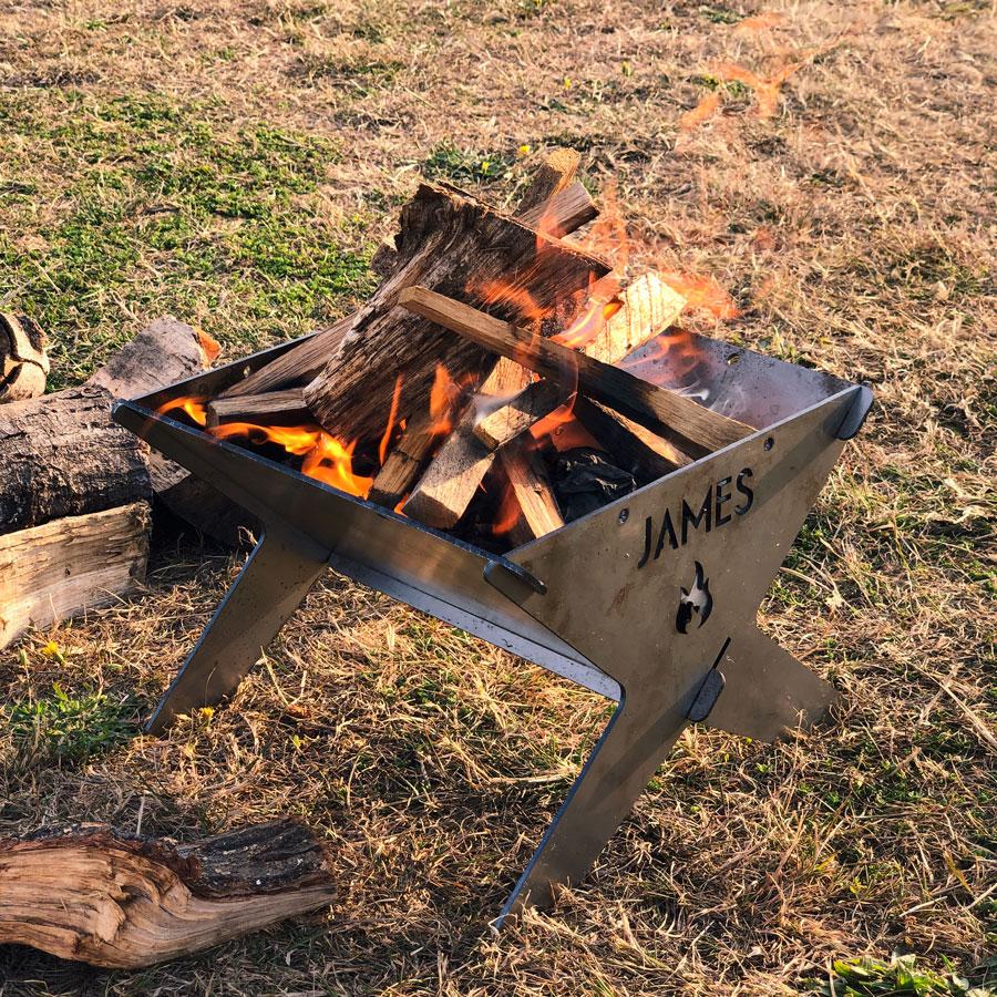 Fire Pit with Wood and Logs
