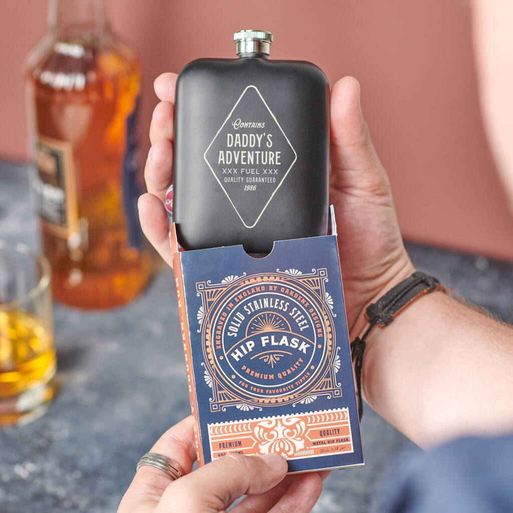 Oakdene Designs Food / Drink Personalised Adventure Fuel Hip Flask