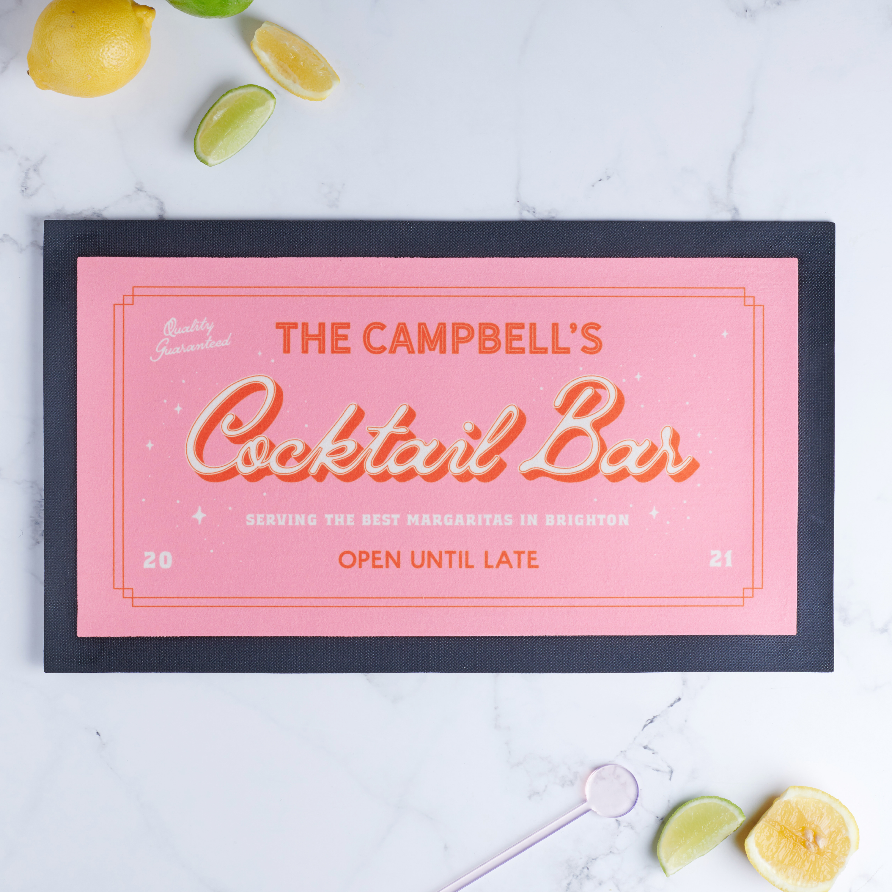 Oakdene Designs Food / Drink Personalised Cocktail Bar Runner