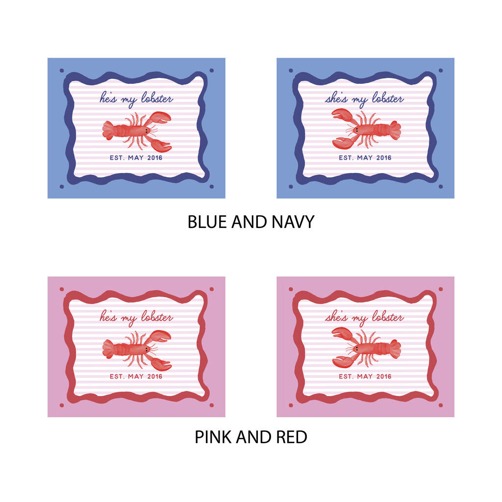 Oakdene Designs Food / Drink Personalised Couples Lobster Placemats