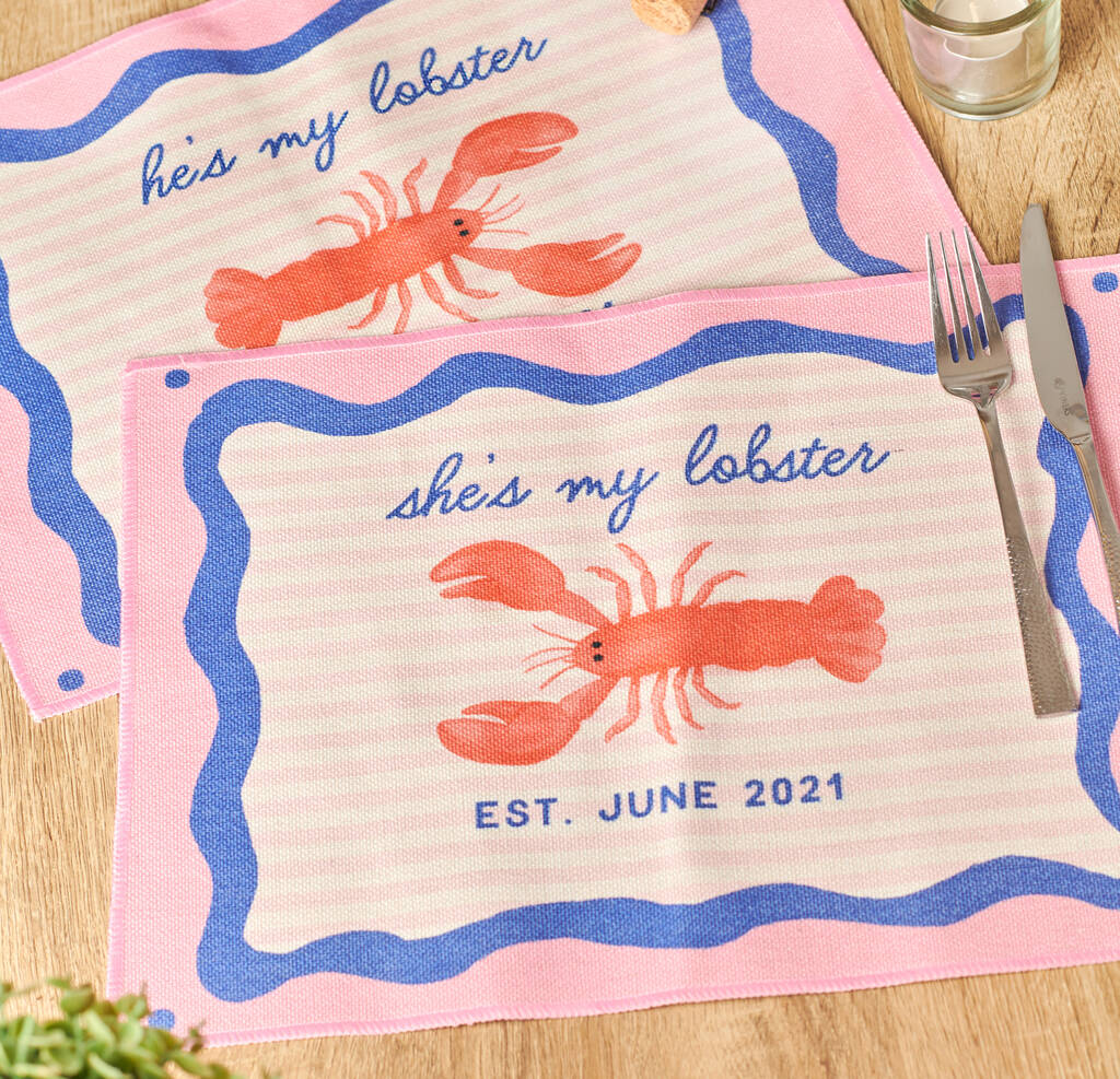 Oakdene Designs Food / Drink Personalised Couples Lobster Placemats