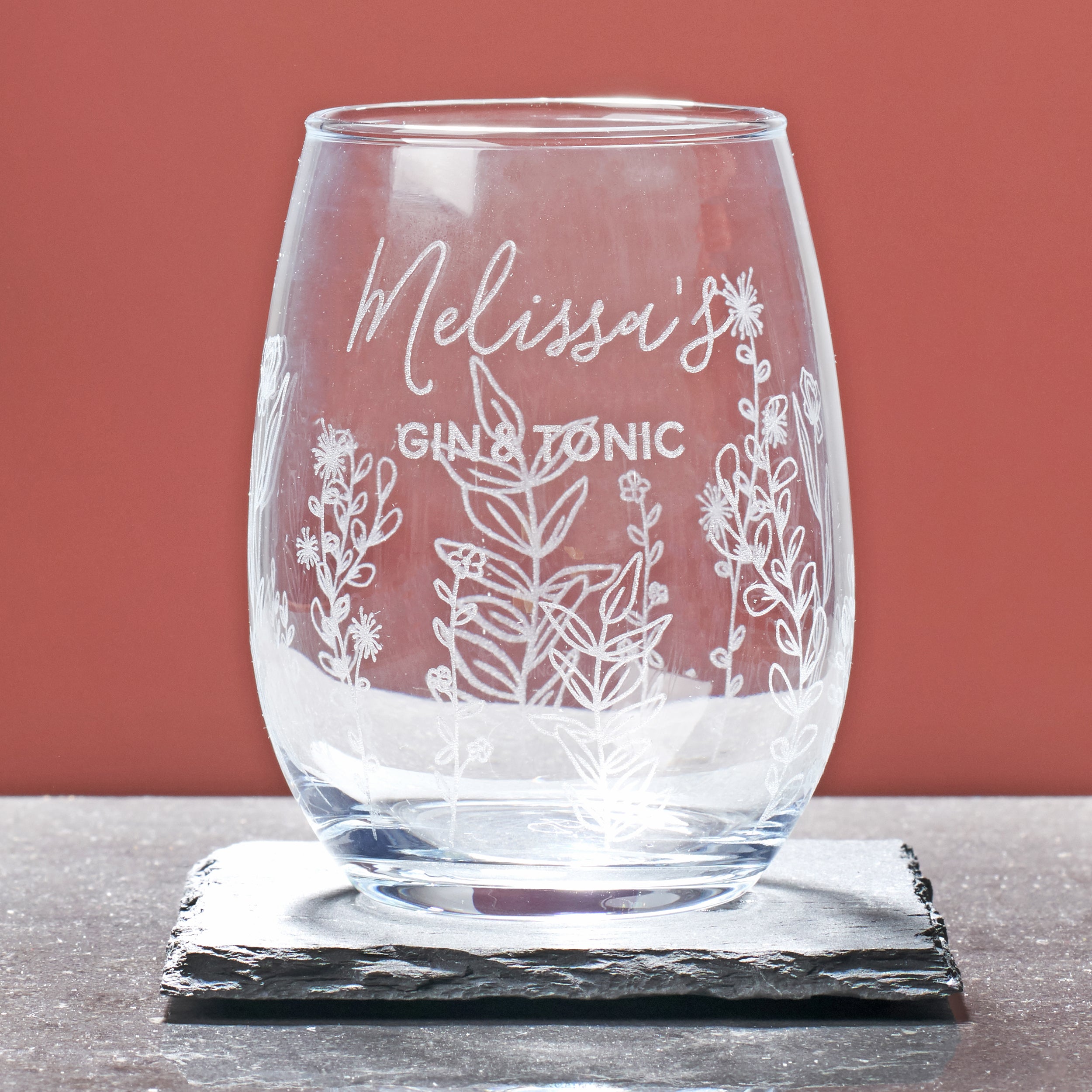 Oakdene Designs Food / Drink Personalised Floral Drinking Glass