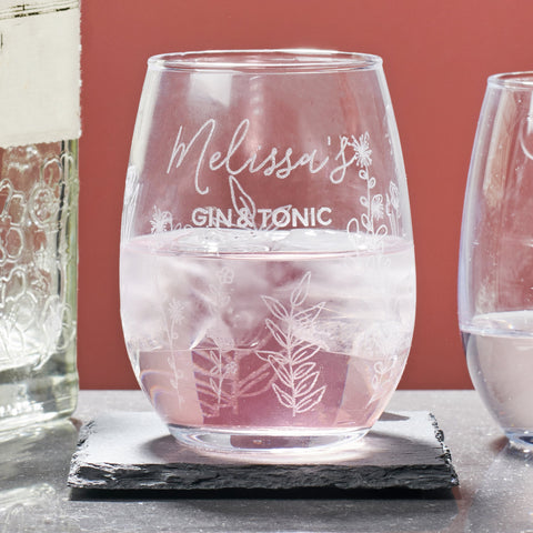 Oakdene Designs Food / Drink Personalised Floral Drinking Glass