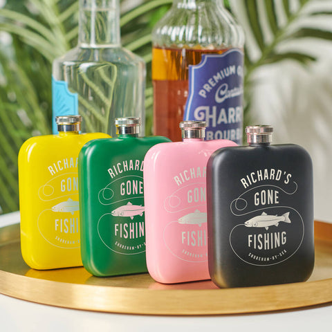 Oakdene Designs Food / Drink Personalised Gone Fishing Hip Flask