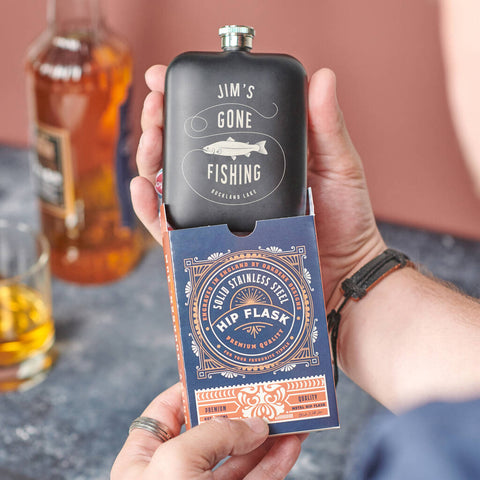 Oakdene Designs Food / Drink Personalised Gone Fishing Hip Flask