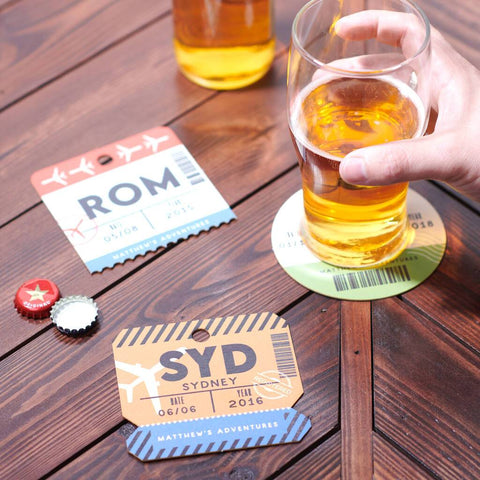 Oakdene Designs Food / Drink Personalised Set Of Travel Beer Mat Coasters