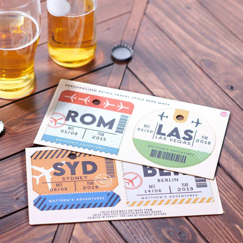 Oakdene Designs Food / Drink Personalised Set Of Travel Beer Mat Coasters