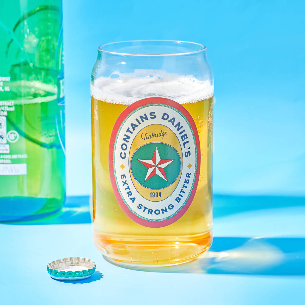 Oakdene Designs Food / Drink Personalised Vintage Label Beer Can Glass