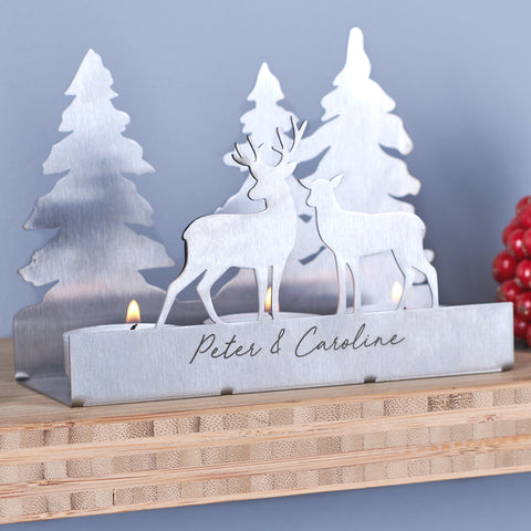 Oakdene Designs Home Decor Personalised 3D Couples Metal Deer Tea Light Holder
