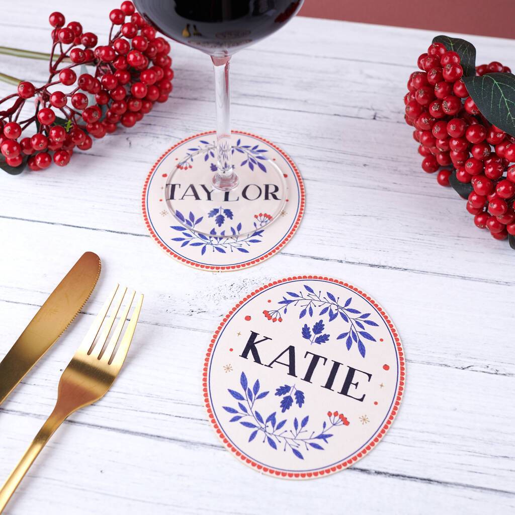 Oakdene Designs Home Decor Personalised Christmas Pop Out Coaster Place Settings - Set of 4
