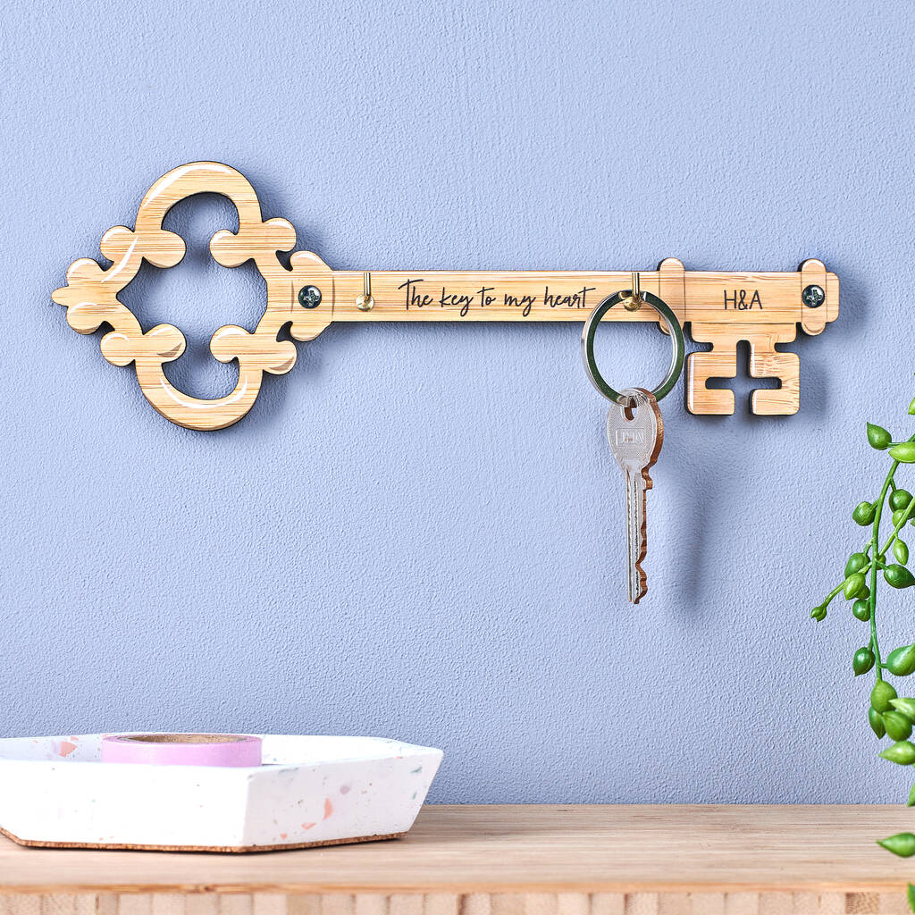 Oakdene Designs Home Decor Personalised Couples Bamboo Key Hook