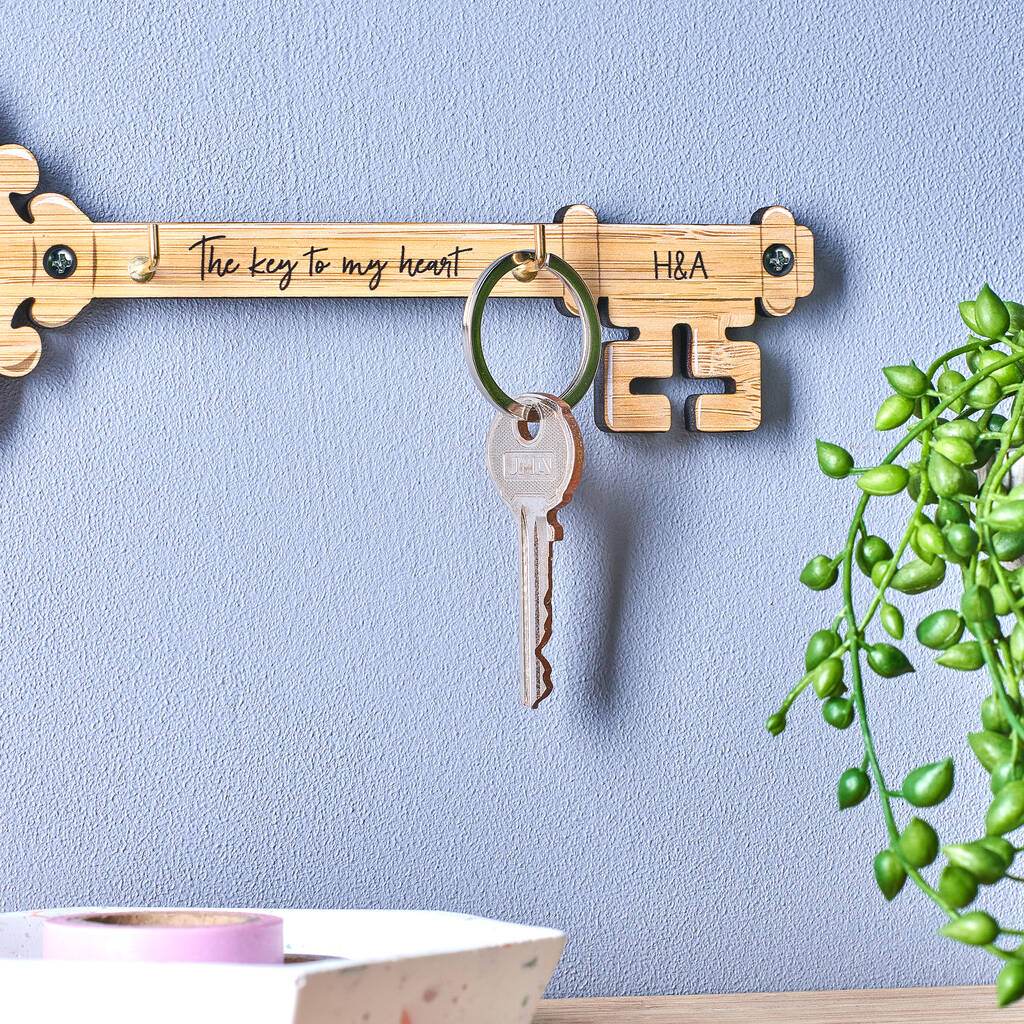 Oakdene Designs Home Decor Personalised Couples Bamboo Key Hook
